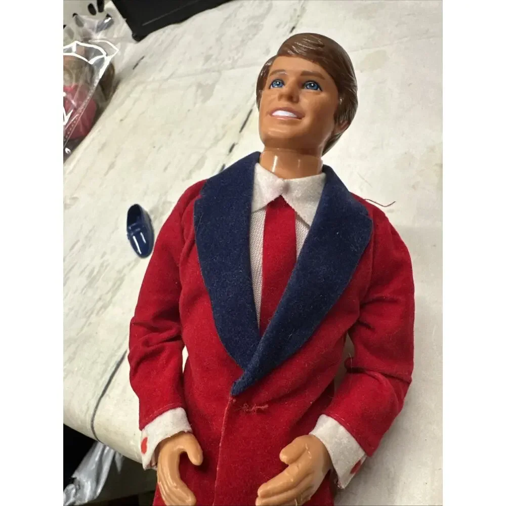 Vintage 1968 Mattel Ken Doll Taiwan Brown Hair Blue Eyes Red Jacket Outfit